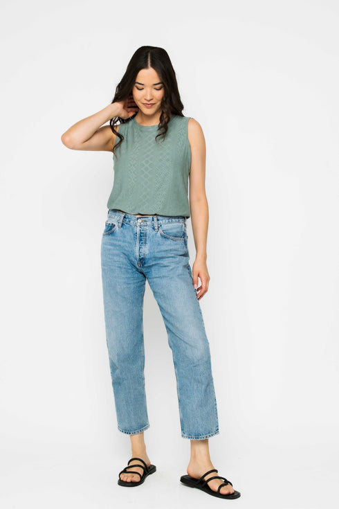 Ginny-Eyelet Gathered Tank